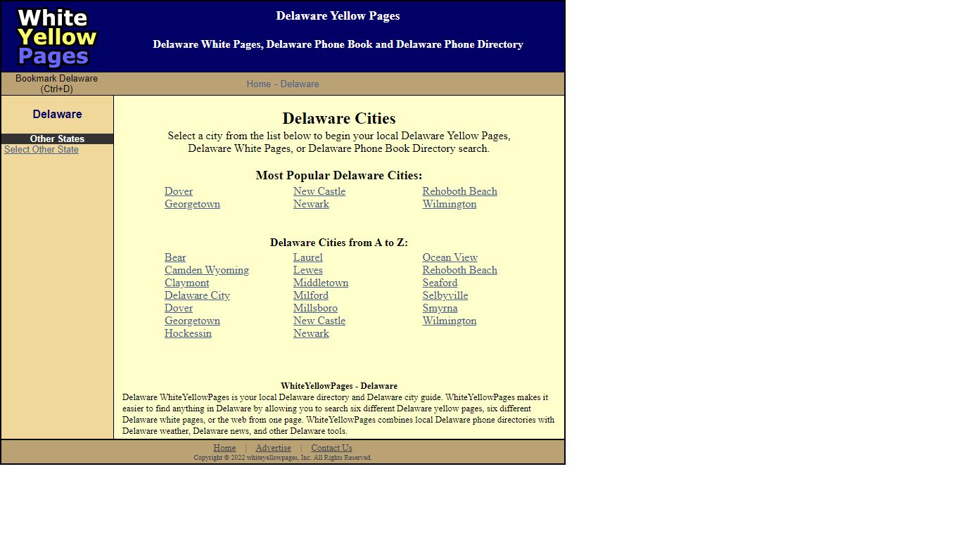 Delaware Yellow Pages and Delaware White Pages